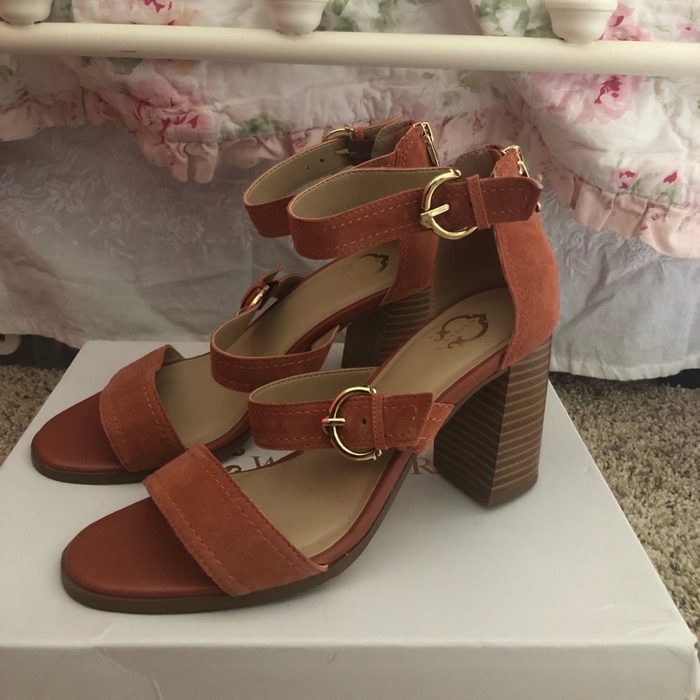 Dusty Rose Suede Block Heel size 7.5